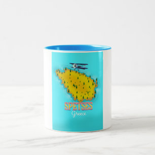 Caneca De Café Em Dois Tons Speses poster de viagens do mapa da ilha grega