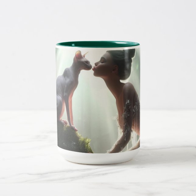 Caneca De Café Em Dois Tons Sphynx Beijando Sereia (Centro)