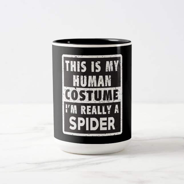 Caneca De Café Em Dois Tons Spider Halloween Figurume Engraçado Aranha Fantasi (Centro)