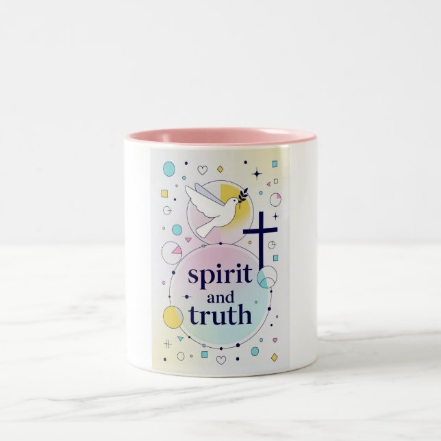 Caneca De Café Em Dois Tons Spirit and Truth Christian Coffee Mug (Centro)