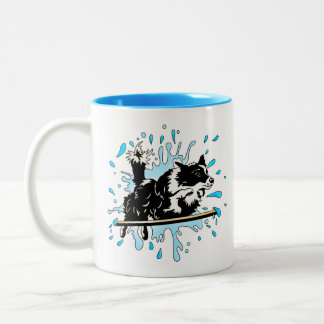 Caneca De Café Em Dois Tons splash de collie de borda