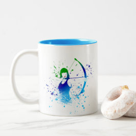 Caneca De Café Em Dois Tons Splash de Tinta do Arqueiro Feminino