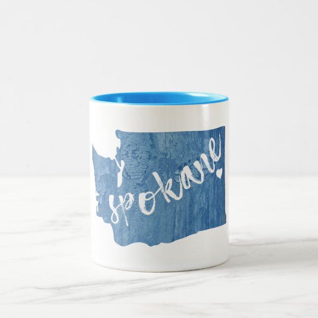 Caneca De Café Em Dois Tons Spokane Washington Wood Grain (Centro)