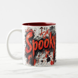 Caneca De Café Em Dois Tons Spooky Drip Halloween Mug-Red Interior