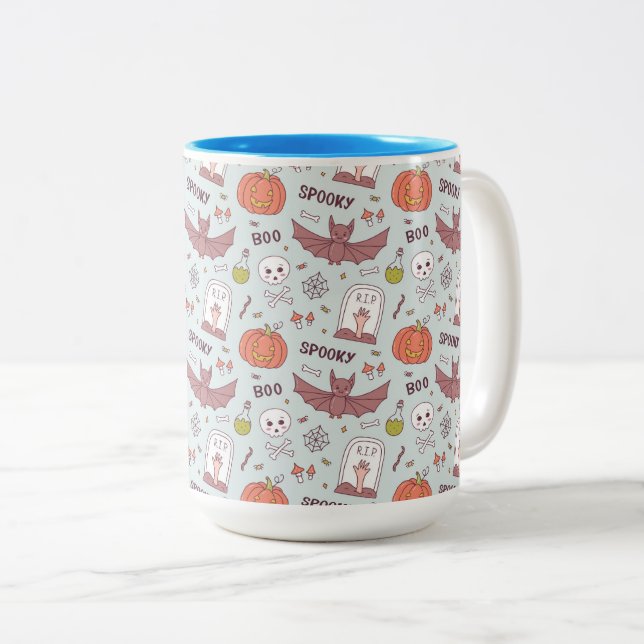 Caneca De Café Em Dois Tons Spooky Halloween (Frente Esquerda)