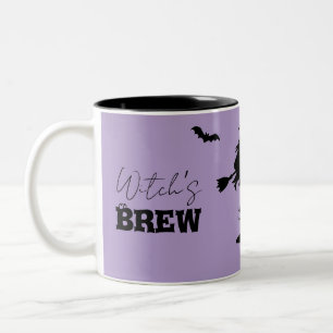 Caneca De Café Em Dois Tons Spooky Haunted House & Witch Silhouette