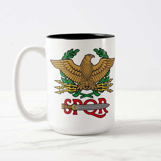 Caneca De Café Em Dois Tons SPQR Senatus Populusque Romanus  (Esquerda)
