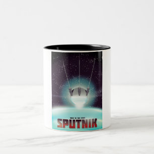 Caneca De Café Em Dois Tons Sputnik "corrida às Estrelas"