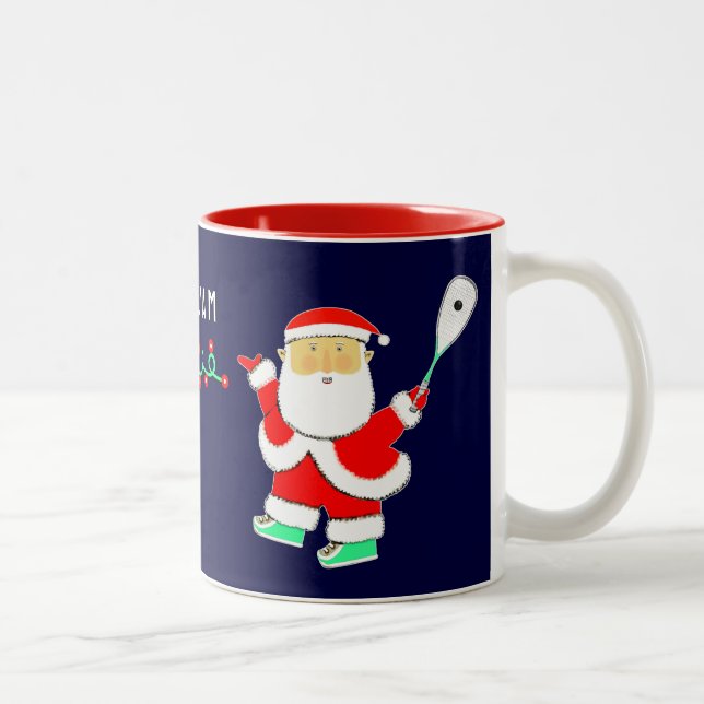 Caneca De Café Em Dois Tons Squash Player Christmas (Direita)