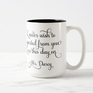 Caneca De Café Em Dois Tons Sr. Darcy Citação Jane Austen do orgulho e do