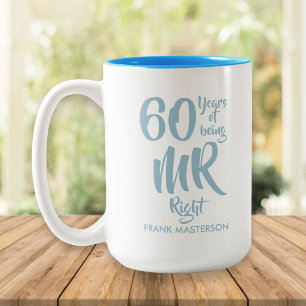 Caneca De Café Em Dois Tons Sr. Direito Diversão 60º Aniversário de Casamento 