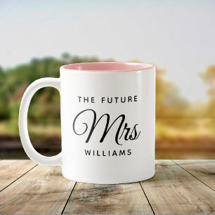 Caneca De Café Em Dois Tons Sra. futura moderna Noiva Noivado Roteiro