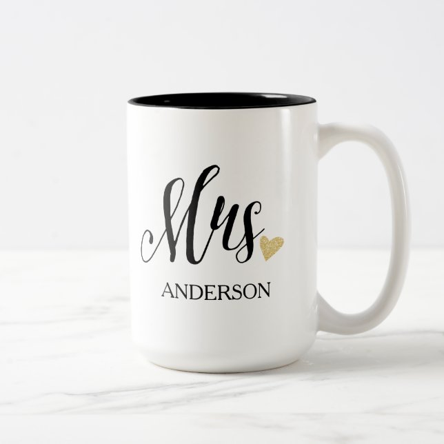 Caneca De Café Em Dois Tons Sra. Personalizada | Noiva a Ser 2 (Direita)