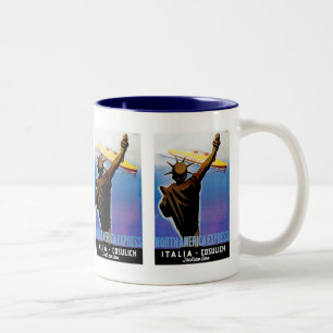 Caneca De Café Em Dois Tons ss Rex que passa a estátua da liberdade