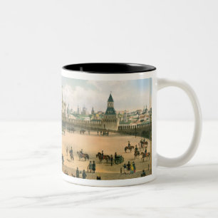 Caneca De Café Em Dois Tons St. A catedral da manjericão vista do Kremlin, de