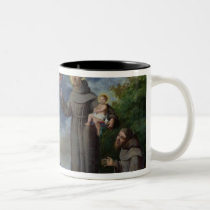 Caneca De Café Em Dois Tons St Anthony de Pádua que Preaching aos peixes