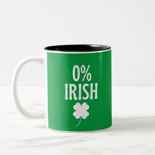 Caneca De Café Em Dois Tons St Patrick's Day 0% Irish (Esquerda)