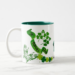 Caneca De Café Em Dois Tons St Patricks Leprechaun Butterfly Lucky Shamrocks