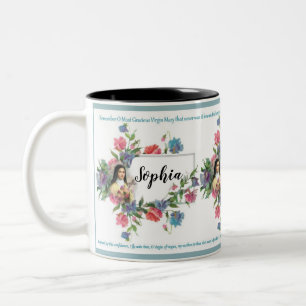 Caneca De Café Em Dois Tons St. personalizado Therese com oração de Memorare