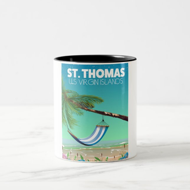 Caneca De Café Em Dois Tons St Thomas Ilhas Virgens Americanas. (Centro)