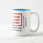 Caneca De Café Em Dois Tons Staff Employee Personalized Name Logo Website<br><div class="desc">Make your own modern custom business promotional mug for your staff employees, complete with your business logo, company name, and website address. Upload your logo to replace the image you see now on this mug (an image where you can read the text "Your Logo Here"), and personalize the business name,...</div>