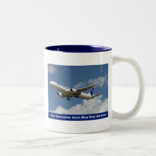 Caneca De Café Em Dois Tons Star Airlines azul agride