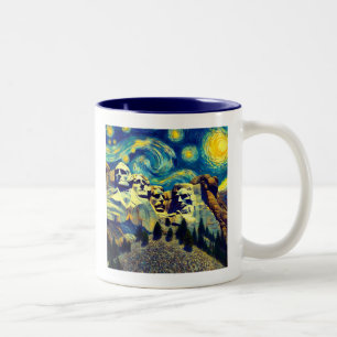 Caneca De Café Em Dois Tons Starry Night Mt. Rushmore South Dakota