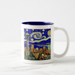Caneca De Café Em Dois Tons Starry Night Seattle Washington