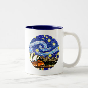 Caneca De Café Em Dois Tons Starry Night Sydney Austrália - Ópera