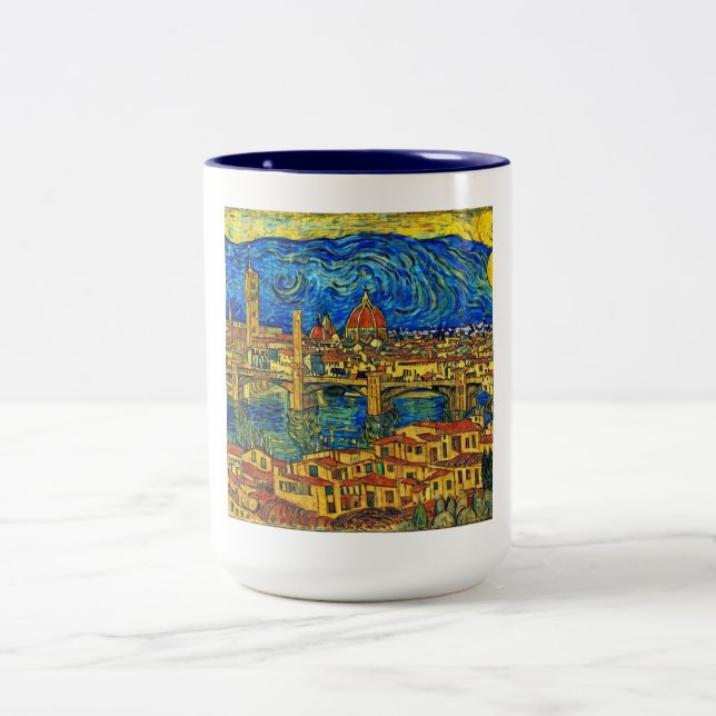 Caneca De Café Em Dois Tons Starry Starry Night Florence Itália (Centro)