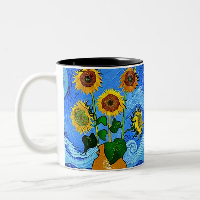 Caneca De Café Em Dois Tons Starry Sunflower Night (Esquerda)