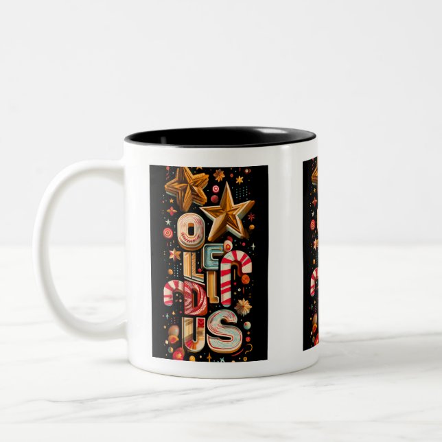 Caneca De Café Em Dois Tons Starry Typography Coffee Mug – Holiday Edition (Esquerda)