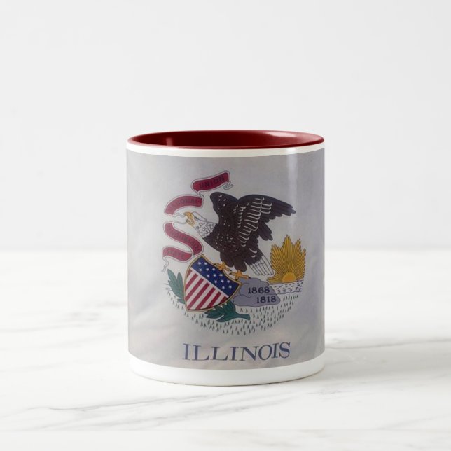 Caneca De Café Em Dois Tons State Flag Illinois Mug (Centro)