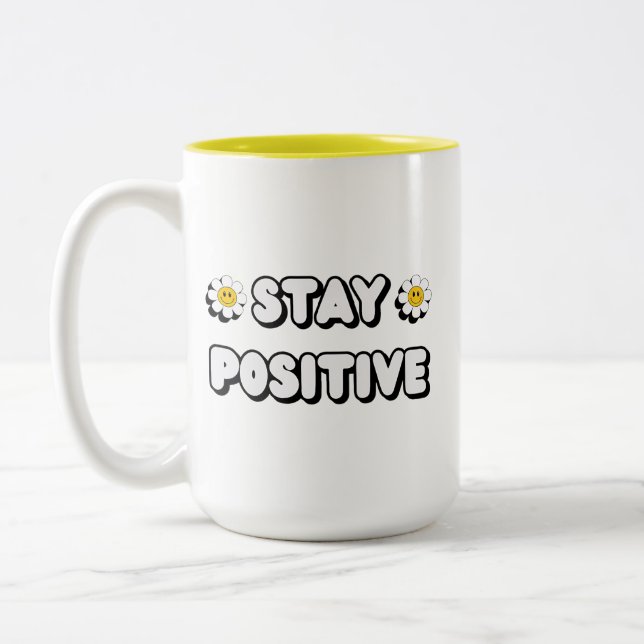 Caneca De Café Em Dois Tons Stay Positive (Esquerda)