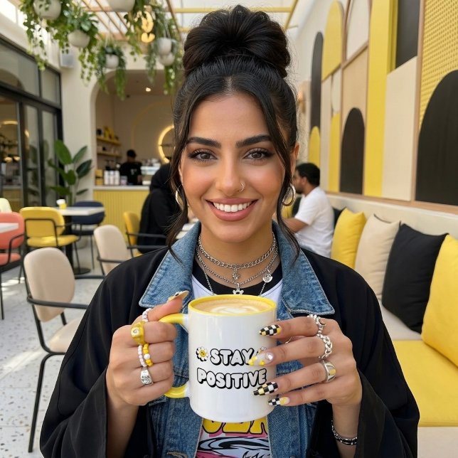 Caneca De Café Em Dois Tons Stay Positive (Criador carregado)