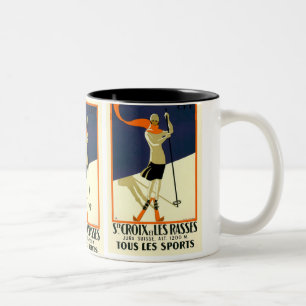 Caneca De Café Em Dois Tons "Ste Croix e viagens vintage suíças de Les Rasse