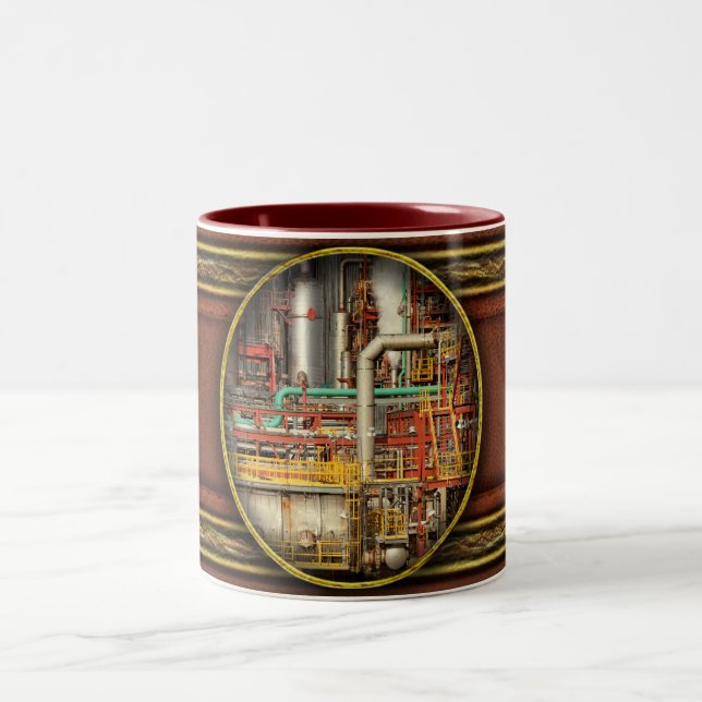 Caneca De Café Em Dois Tons Steampunk - Ilusão Industrial (Centro)