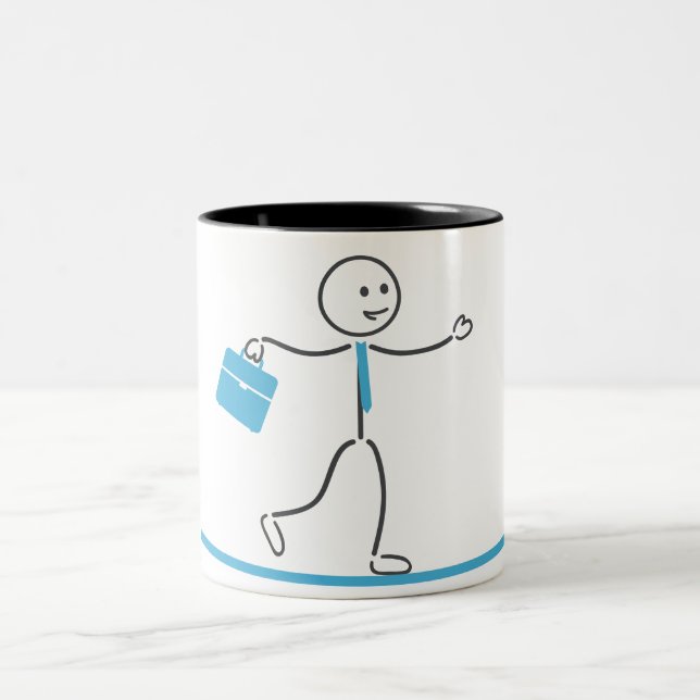 Caneca De Café Em Dois Tons Stickman Funcionário Caminhando Design Mug (Centro)