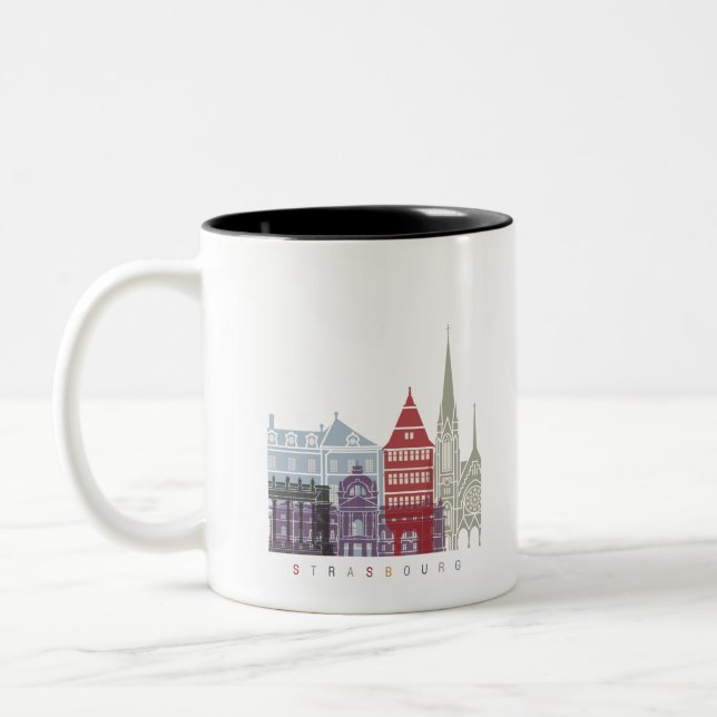 Caneca De Café Em Dois Tons Strasbourg skyline poster (Esquerda)