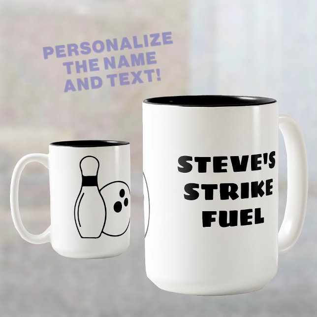 Caneca De Café Em Dois Tons Strike Combustível Boliche Personalizado (🎳 Fuel your strikes in style! ☕)