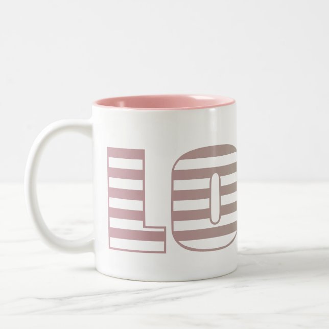 Caneca De Café Em Dois Tons Stripes de amor rosa e Limão (Esquerda)