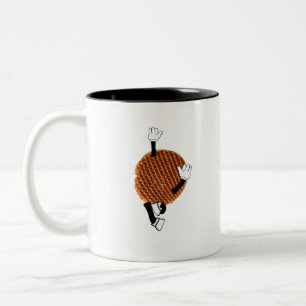 Caneca De Café Em Dois Tons Stroopwafel pulando por alegria.