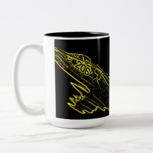 Caneca De Café Em Dois Tons SU 25 Esboço do Plano Frogfoot soviético Grach