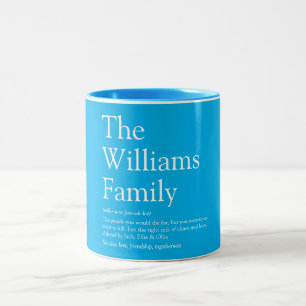 Caneca De Café Em Dois Tons Sua Definição de Família Diversão Moderna Azul Céu