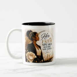 Caneca De Café Em Dois Tons Sua Fé Fala Antes Dela