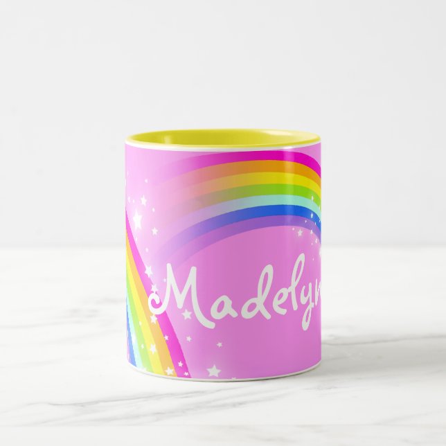 Caneca De Café Em Dois Tons "Sua" luz conhecida do arco-íris das meninas - (Centro)