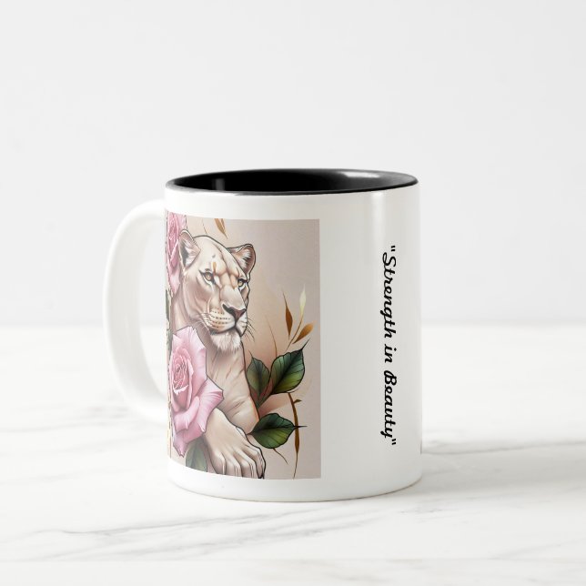 Caneca De Café Em Dois Tons "Suave Luxo em Flor" (Frente Esquerda)