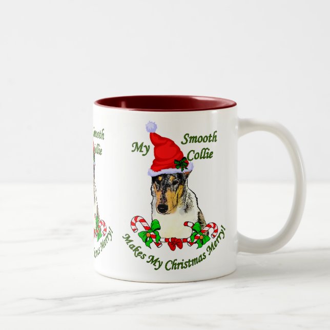 Caneca De Café Em Dois Tons Suave presentes de Natal Collie (Direita)