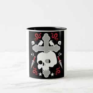 Caneca De Café Em Dois Tons Subcultura gótico Crânio E Cruzamento