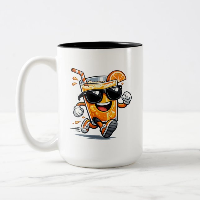 Caneca De Café Em Dois Tons Suco de Laranja Correndo (Esquerda)